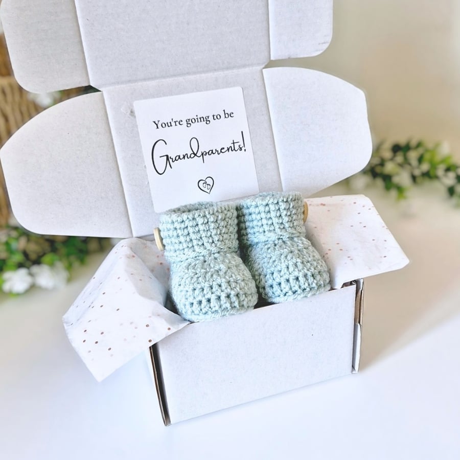 Grandparents to be Pregnancy Announcement Gift – Booties Baby Reveal
