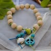 Sale-Wood, lime & turquoise bracelet