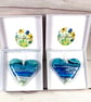 Sea themed fused glass heart hanging 