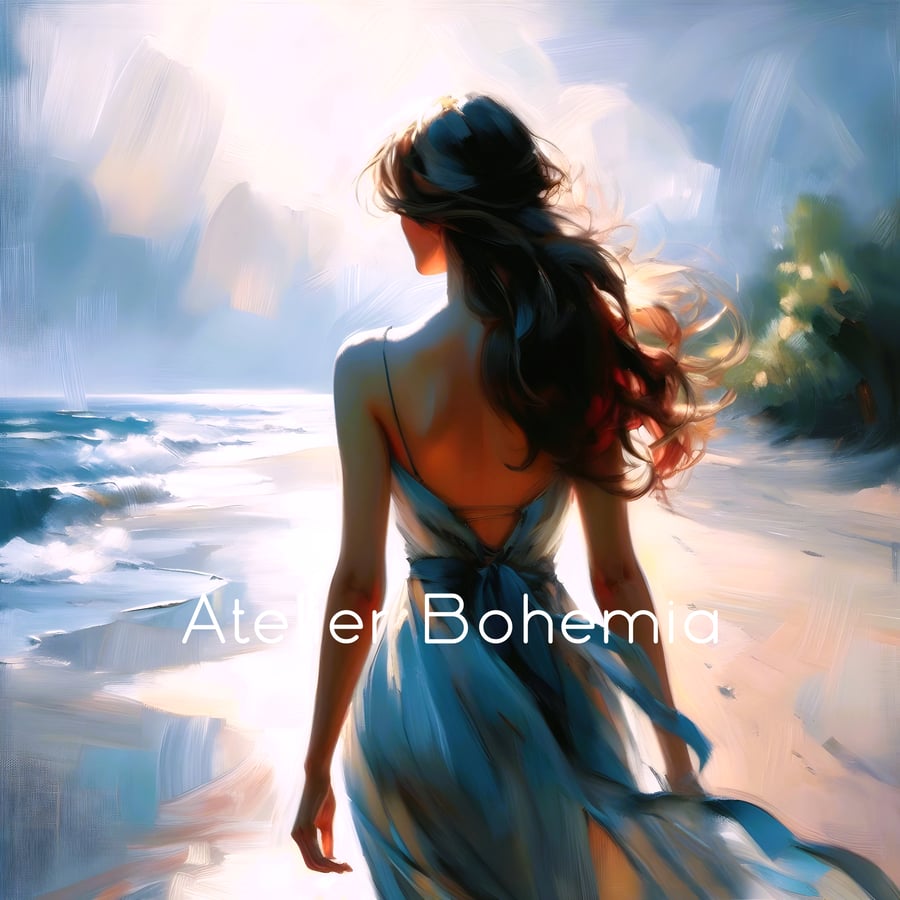 PRINTABLE Art, The Beach, Original Artwork, Unique Piece, Instant Download