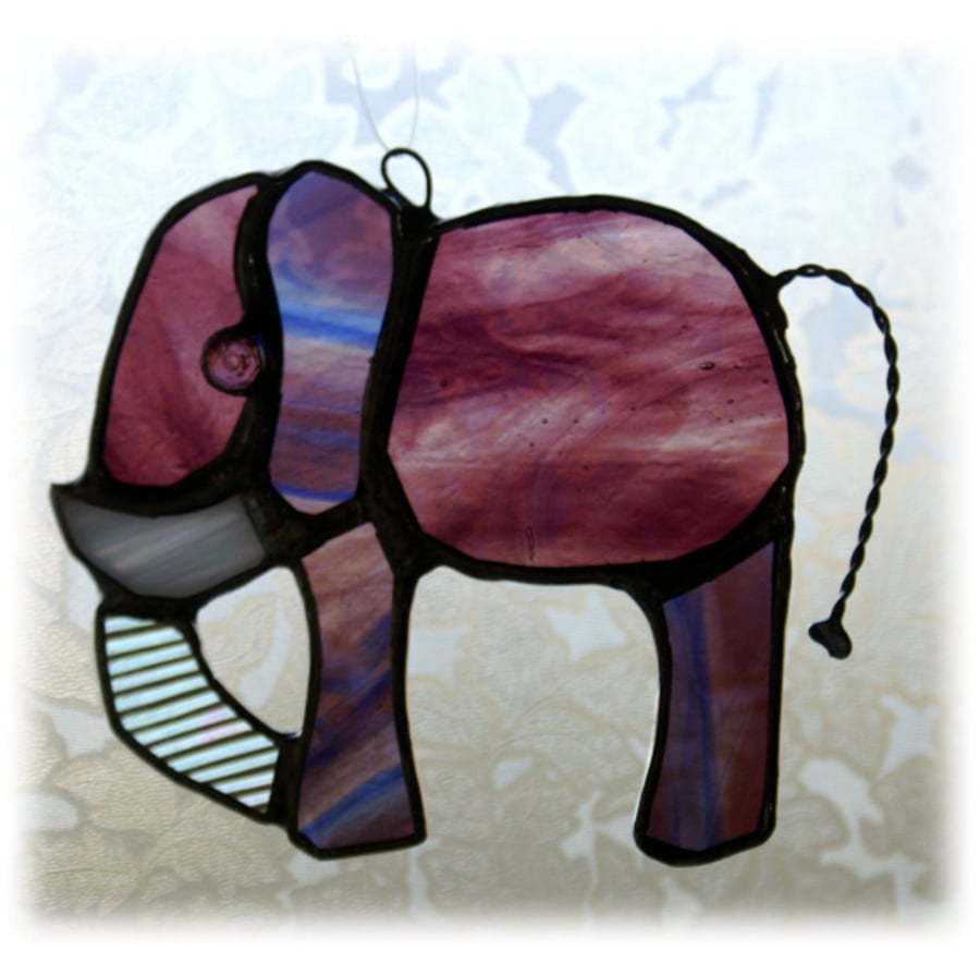 Elephant Suncatcher Stained Glass Little Purple