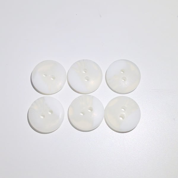 6 x White Marbled Buttons