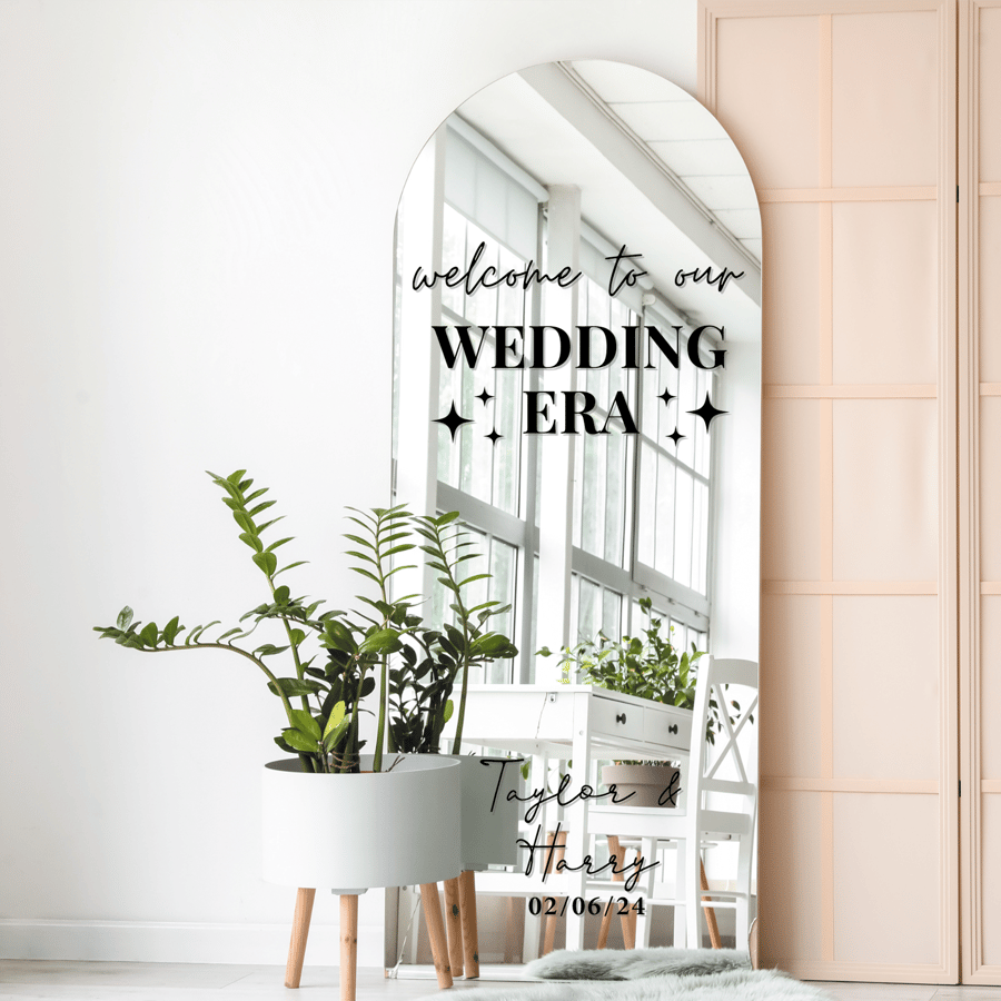 Personalised Wedding Mirror Sticker - Welcome to Our Wedding Era: DIY wedding