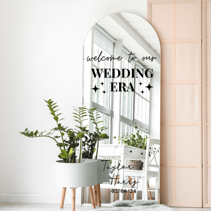 Personalised Wedding Mirror Sticker - Welcome to Our Wedding Era: DIY wedding