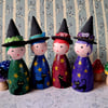 Little Witch Hand-painted peg dolls and toadstool set.