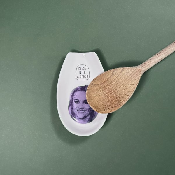 'Reese With A Spoon' ceramic spoon rest.