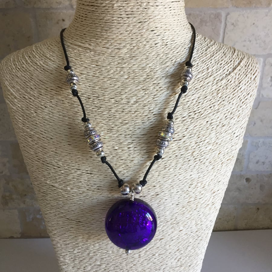 Purple necklace, Large pendant