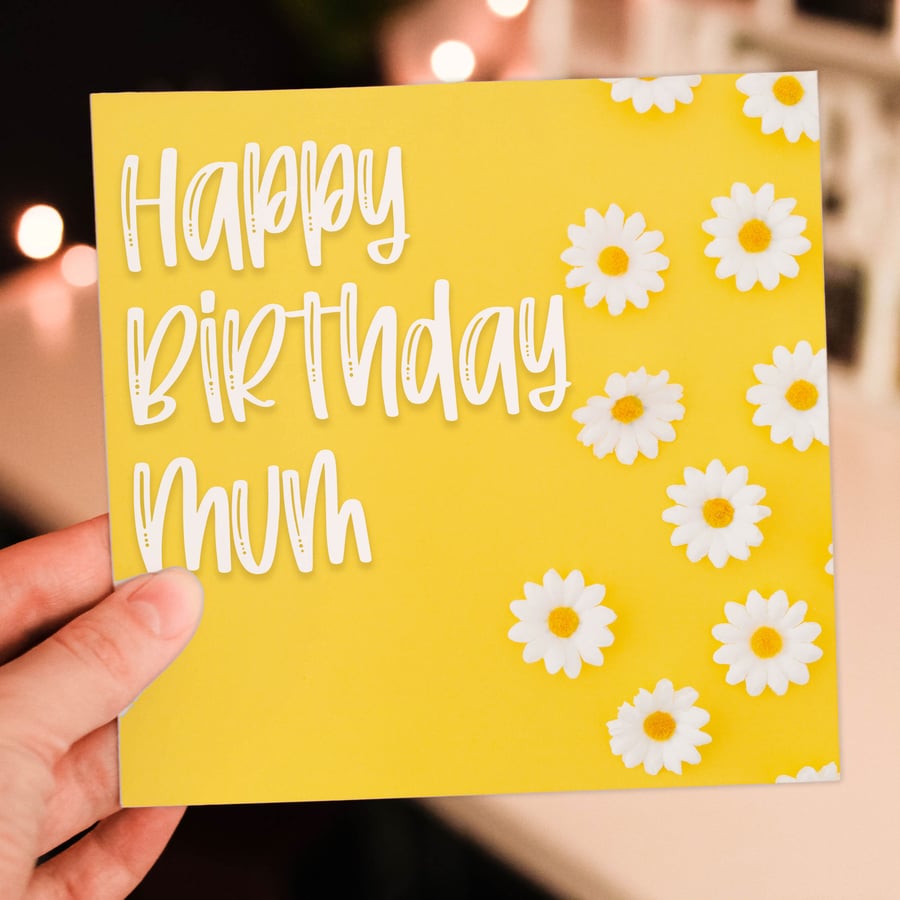 Mum, mom birthday card: Daisies