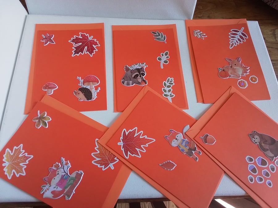 Pack of 6 woodland themed cards. Ref 528. Summer seconds