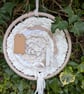 Natural colours Upcycled fabric Circular Wall Hanging - Image 2