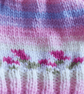Pink Flowers Baby Hat Hand Knitted, Newborn Beanie 0-3 Months, Girls Beanie  - Image 4