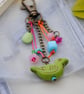 Green bird colours bag charm - Image 2