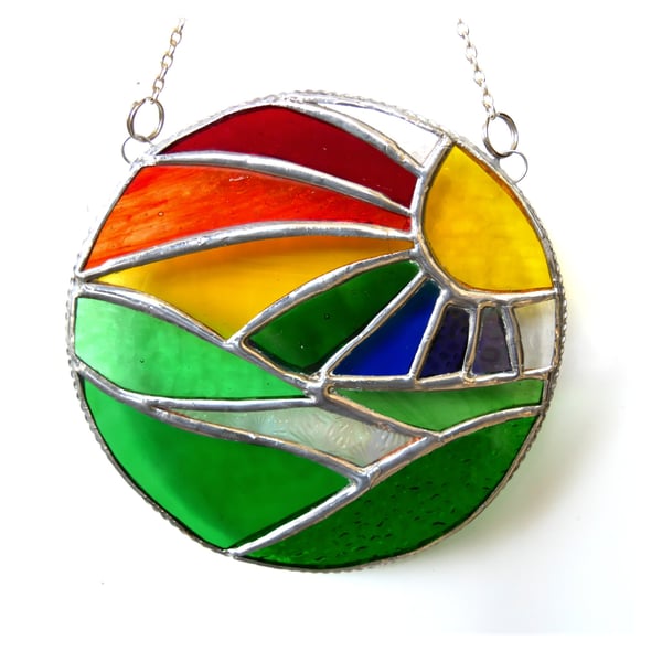 New Day Stained Glass Suncatcher Handmade Rainbow Ring 061