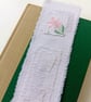 Hand Embroidered Bookmark - Pink Flower- Created using Upcycled Vintage Fabric - Image 2