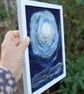 Full moon rising over the sea - Needlefelt wool painting - Image 5
