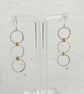 Recycled Sterling Silver Triple Circle Drop Earring with Gold Plated Wire - Image 5