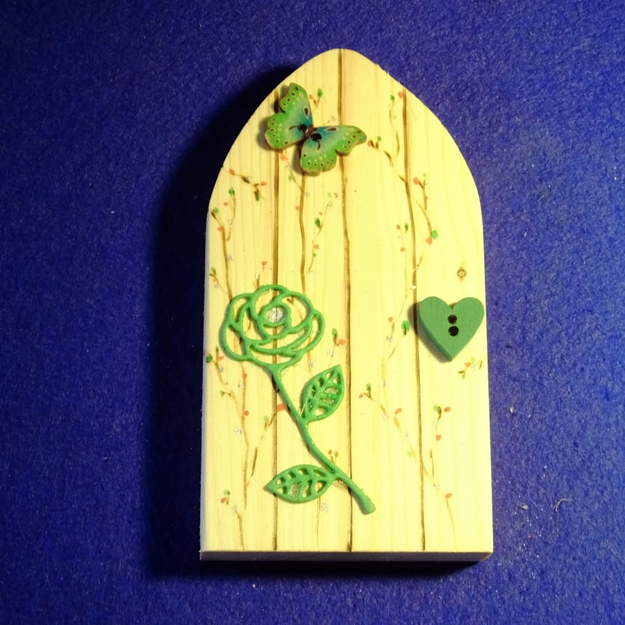 Magical fairy or hobbit handcrafted door for home or garden decoration ornament