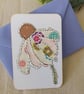 Handmade Flower Collage Notecard - Eco-friendly Flat Card (A6) - Blush 