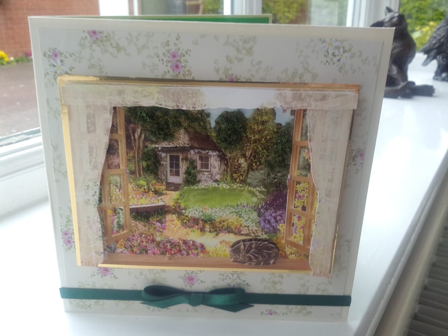 Cottage garden decoupage birthday card