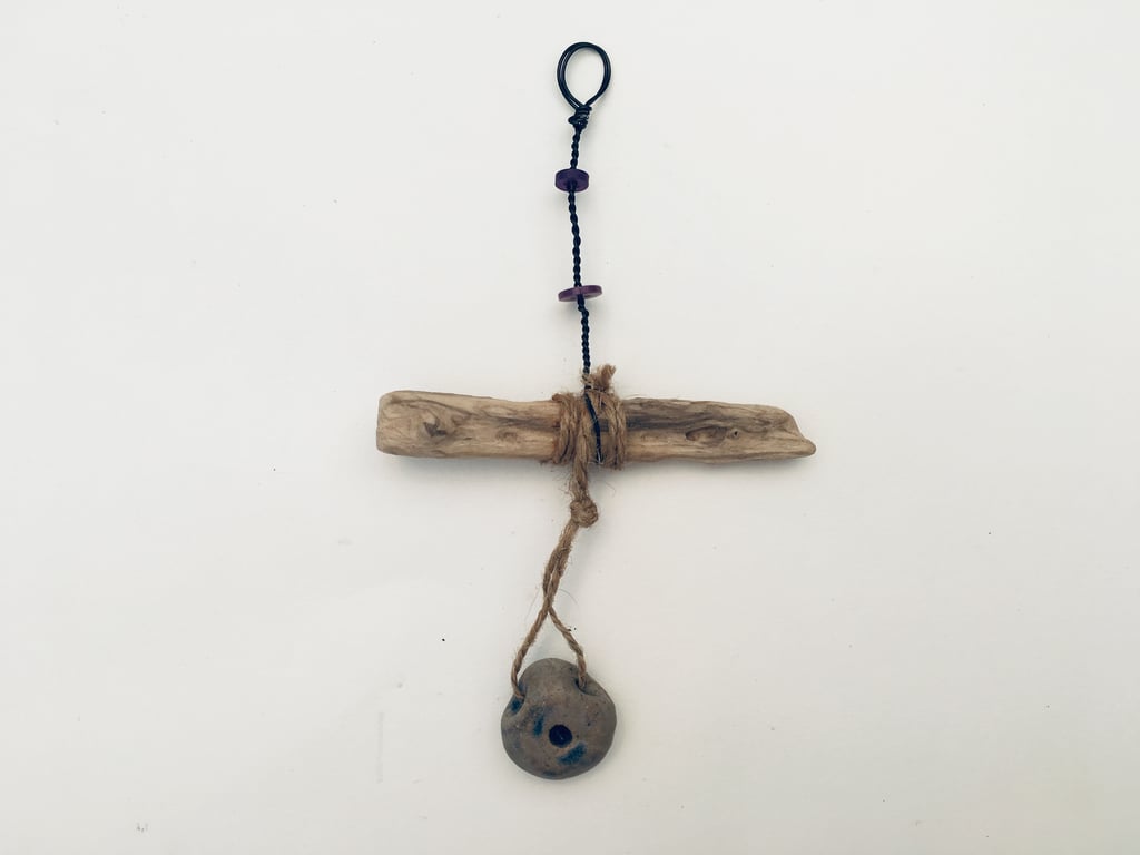 Driftwood ceramic hanger, pottery, gift idea, home decor, beach art,
