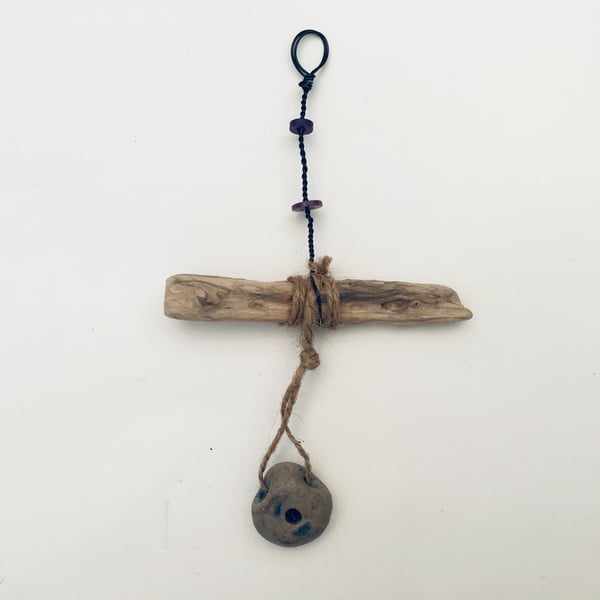 Driftwood ceramic hanger, pottery, gift idea, home decor, beach art,