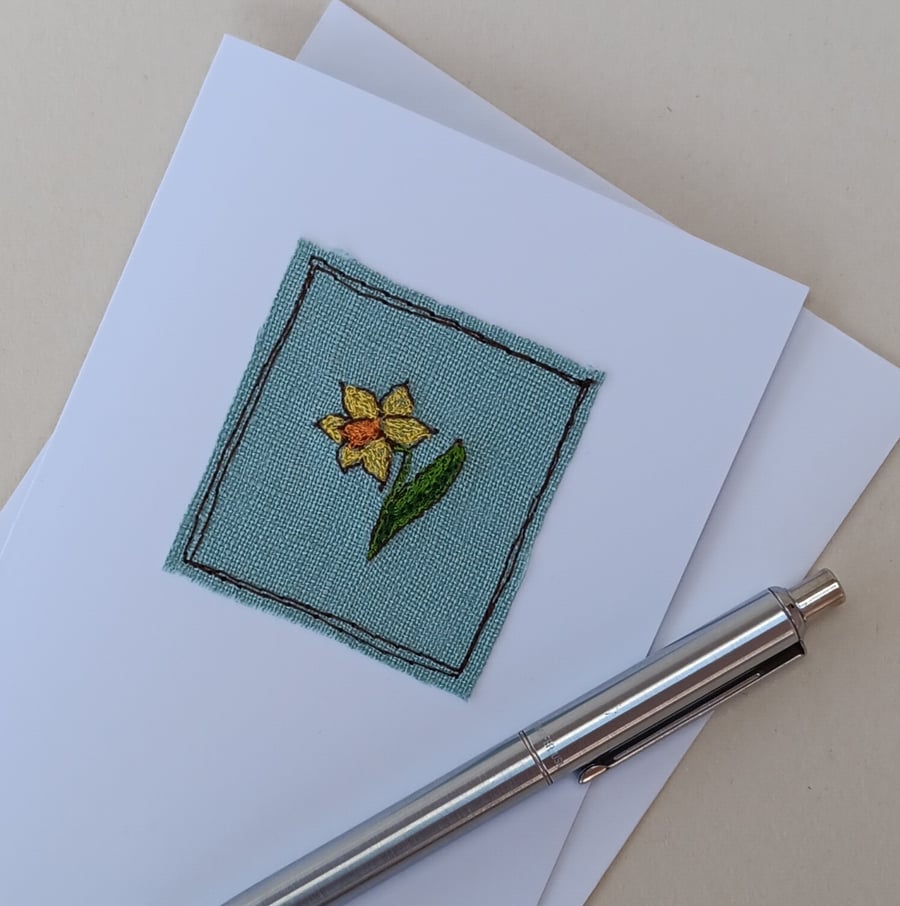 Embroidered Daffodil Easter Card