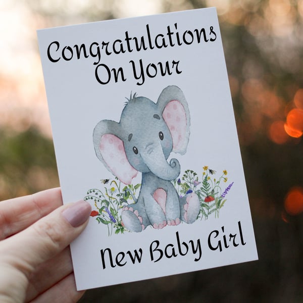 New Baby Girl Card, Congratulations for New Baby, Baby Shower Card