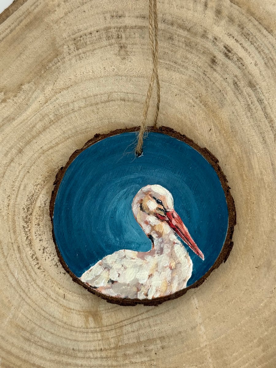 White Stork Original Bird Portrait Decoration 