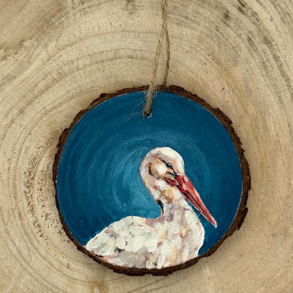 White Stork Original Bird Portrait Decoration 