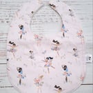 Toddler sized pink ballerina bamboo bib
