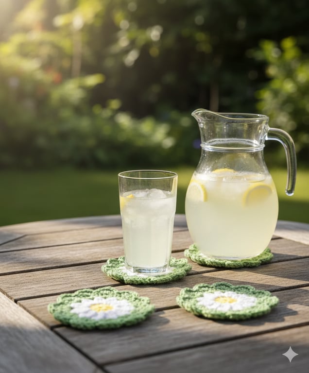 Crochet Daisy Coaster, handmade flower coffee coaster, home decor gift ideas