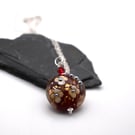 red flower lampwork glass pendant necklace