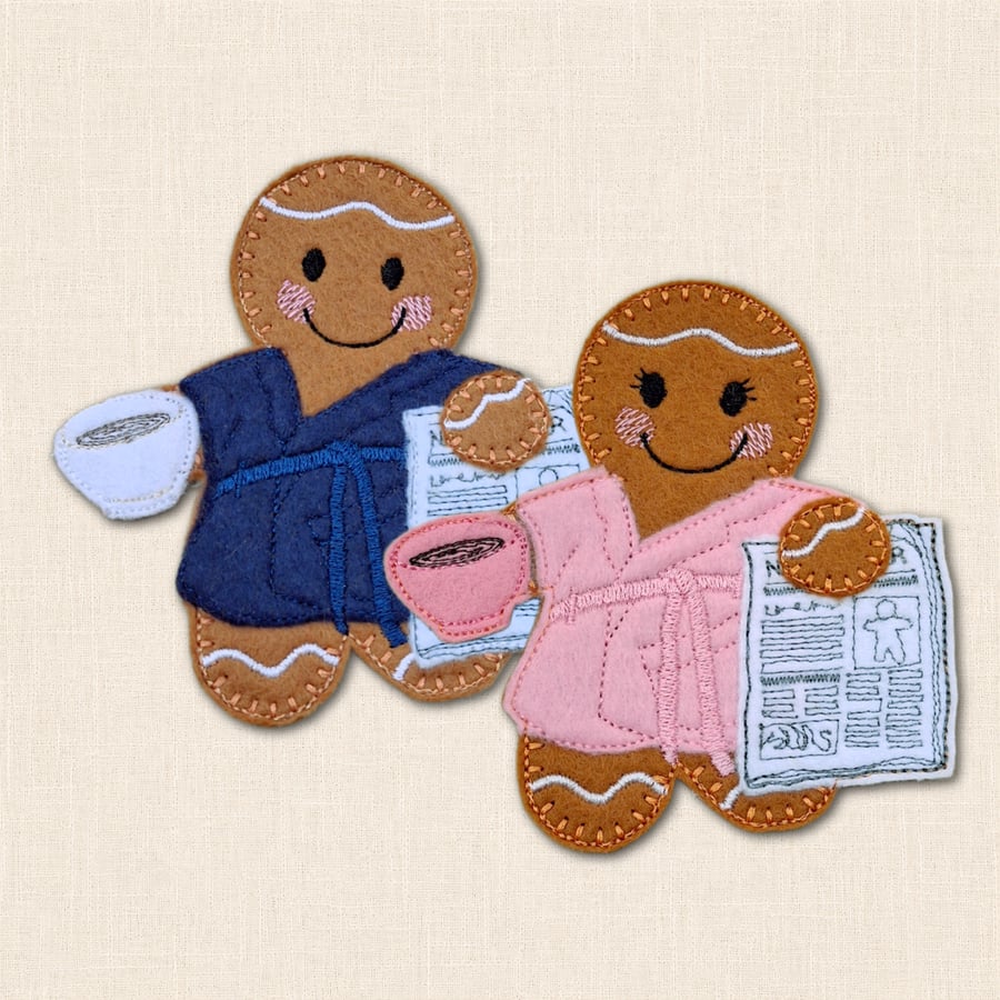 Rise and Shine Gingerbread Decoration - Embroidered Morning Character