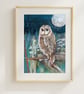 Owl Art Print - Tawny owl bird art print - Image 2