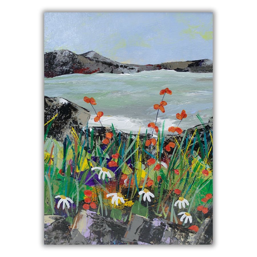 An original painting - Scottish coastline - mounted and varnished - acrylics