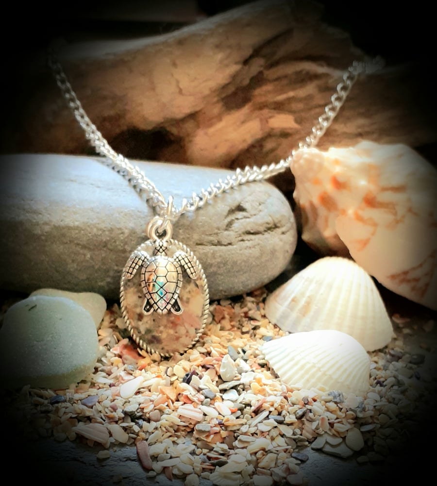 Crantock beach sand filled pendant necklace 