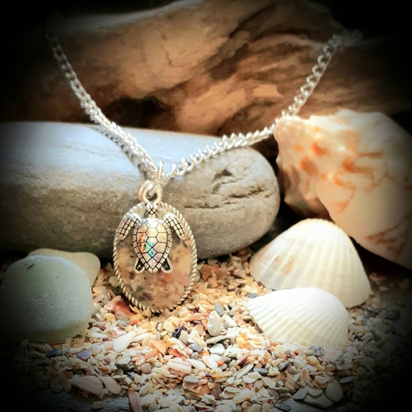 Crantock beach sand filled pendant necklace 