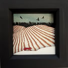 Winter Fields Picture, Miniature Diorama, Fox Picture, Winter Landscape
