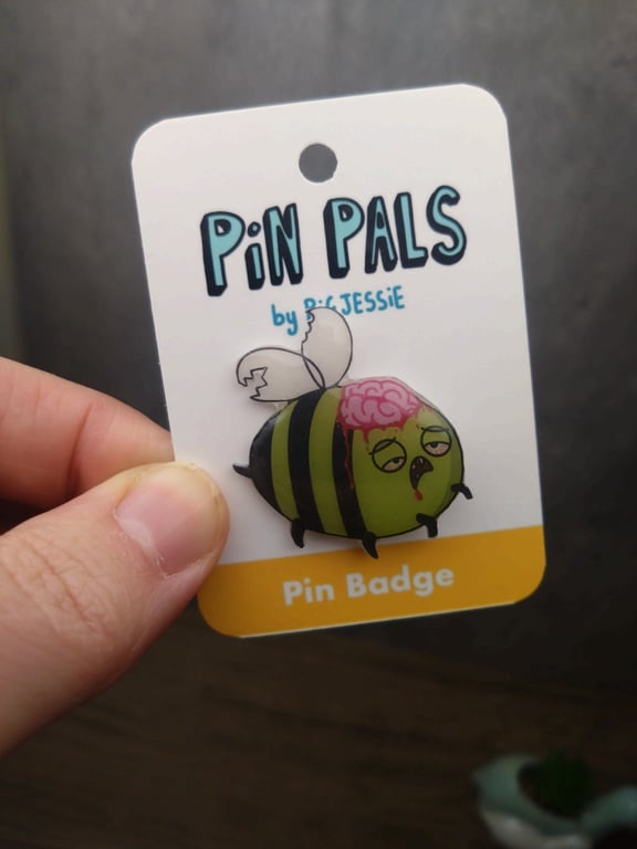 Quirky zom-bee pin badge