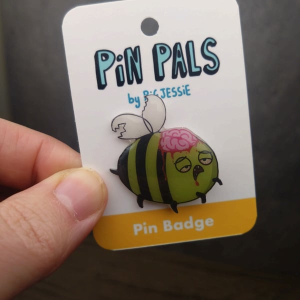 Quirky zom-bee pin badge