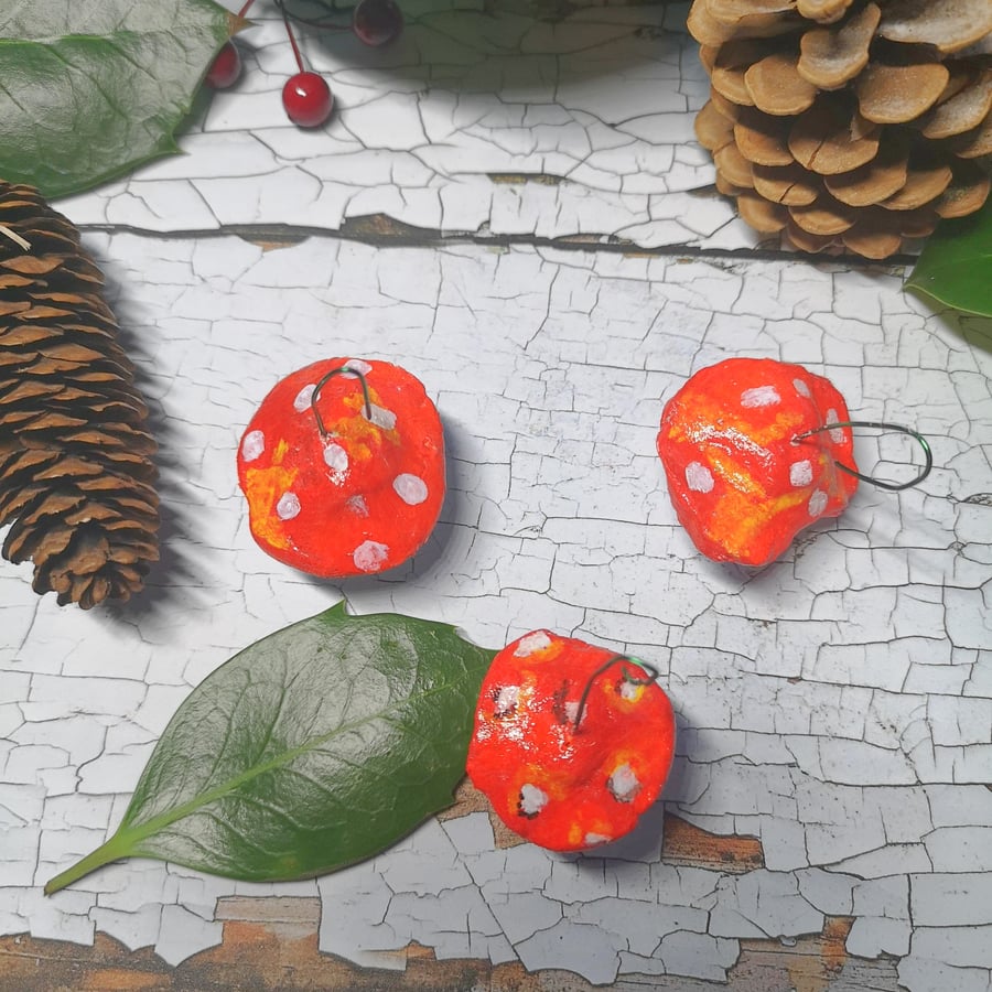 Clay, Hand Painted Toadstools.