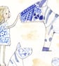 Beach Pottery Pets - Original Watercolour and Ink Painting - Image 2