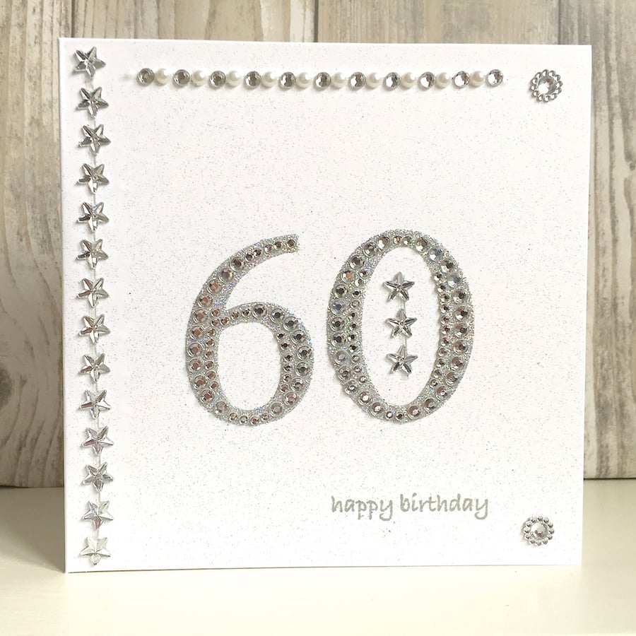 Birthday card - 60 60th birthday jewel 60 handmade 