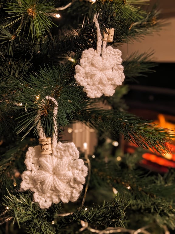 2 Crocheted Snowflake Decoration