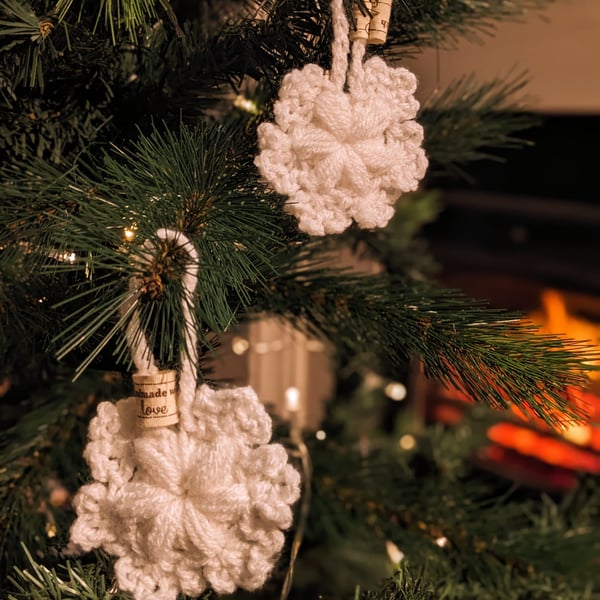 2 Crocheted Snowflake Decoration