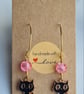 Black Cat Charm Earrings - Gold Tones