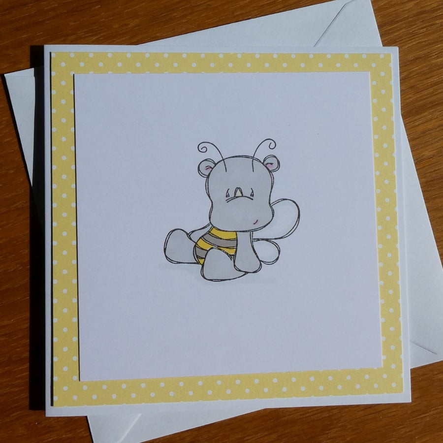 Rhino Dressed as a Bee Blank Card