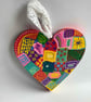 Hand painted funky wooden heart - Image 1