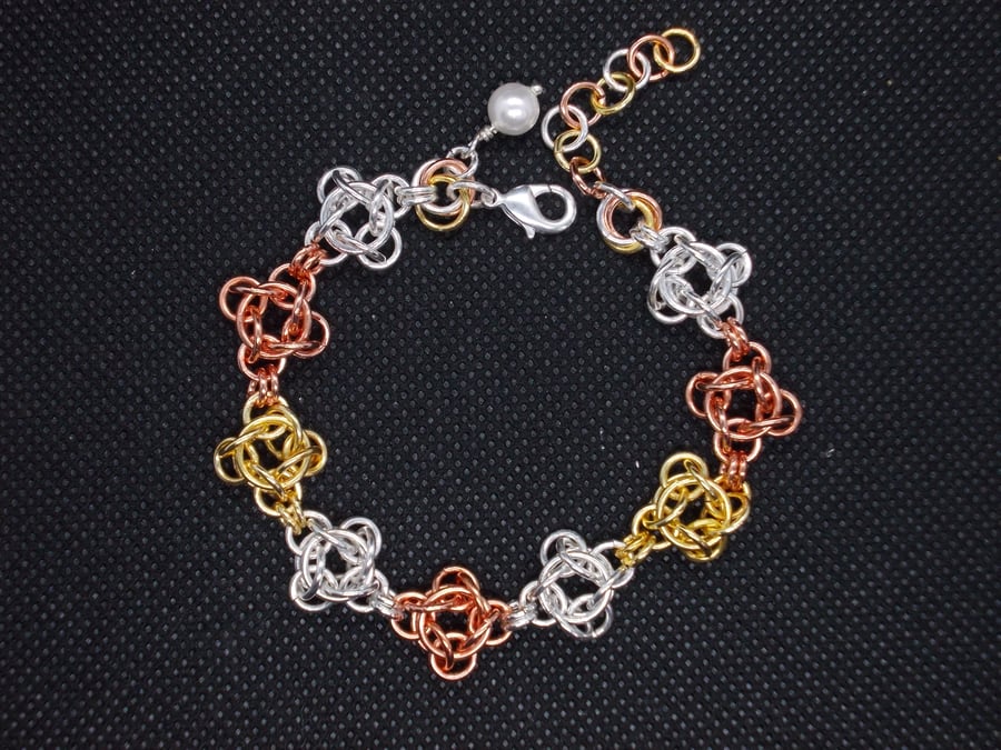 SALE - three tone chainmaille bracelet