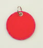 Cherry Cross Stitch round Keyring with Button Faces - Image 2
